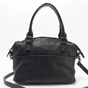 🐻 AMERICAN LEATHER CO BRAND NEW Chic Black Satchel 🧸with Teddy Charm